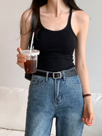 Plain High Elastic Slim Fit Cami Top