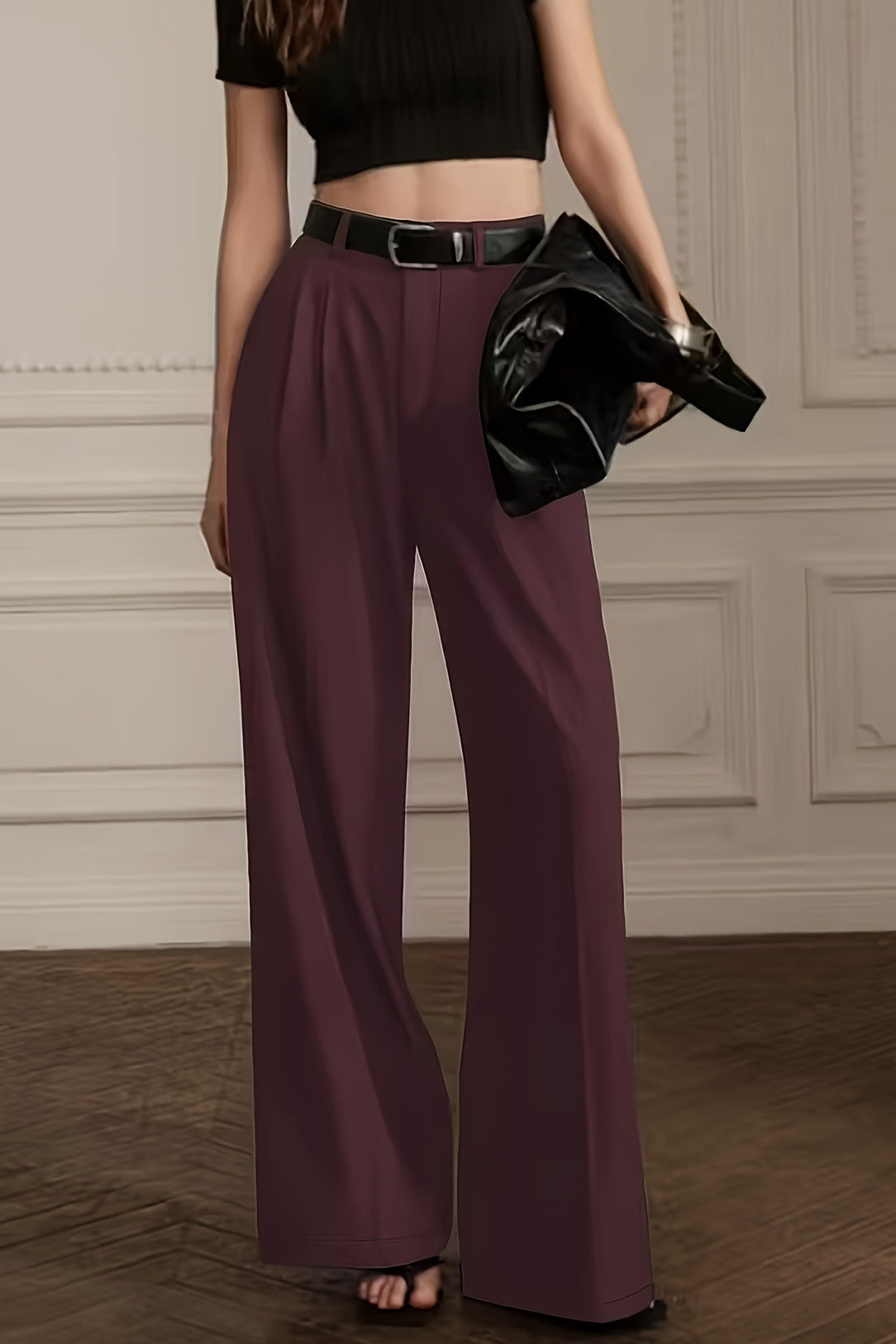 Chic High Waist Pleated Wide Pants
