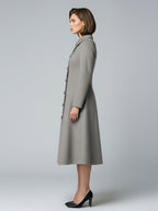Woolen A-Line Midi Coat With Shirt Collar For Women 2026