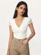 Bodysuit White Lace Tops For Women