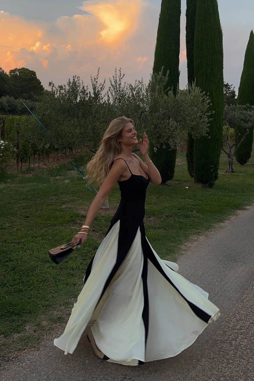 Black Colorblock Cami Maxi Dress