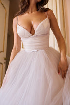Ruched Sweetheart Pleated Bodice Tulle Layered Skirt Spaghetti Strap Midi Dress
