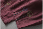 Cotton and linen cropped elastic waist casual pants