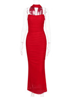 Strapless Corset And Mesh Maxi Skirt And Neck Scarf Party 3 Piece Co-ord Set For Women 2026