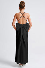 Satin Bowknot Strap Party Dress