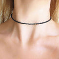 Polished Seed Bead Choker Necklace - Black
