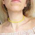 Yellow Beachy Enamel Bead Choker Necklace