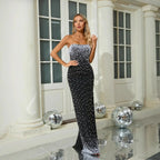 Beaded Strapless Bandage Elegant Evening Prom Dress