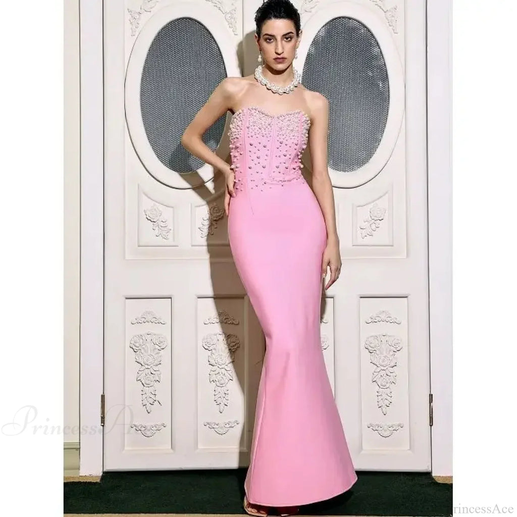 Beading Strapless Ankle-Length Party Dress
