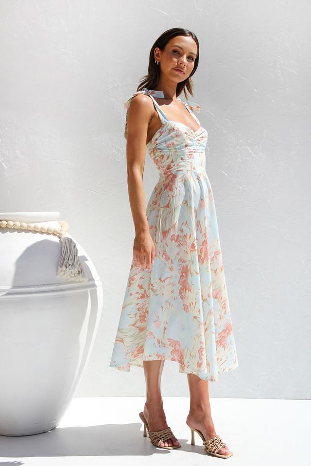 Otilia Exclusive Printed Midi Dress with Straps Boutique Collection