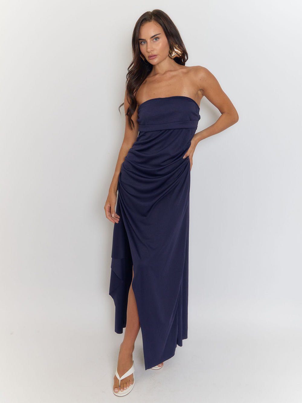 Harper Bandeau Slit Maxi Dress