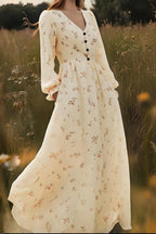 Floral Print Casual Long-Sleeved Holiday Maxi Dress