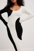 Xiomara Exclusive Contrast Knit Midi Dress Elevated Occasion Wear