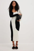 Belén Exclusive Contrast Knit Midi Dress Everyday Luxe Edit