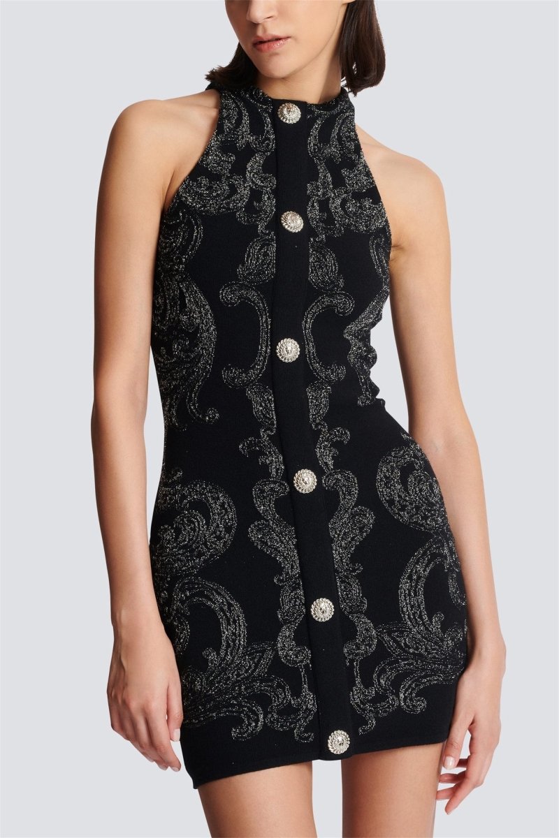 Brigitte Timeless Mini Knit Dress with Paisley Print Elevated Occasion Wear