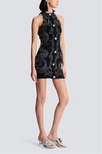 Zaida Premium Mini Knit Dress with Paisley Print Chic Silhouette Collection