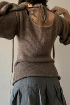 Bell Sleeve Tie Back Knit Sweater