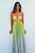 Georgina Aesthetic Pleated Gradient Maxi Dress Statement Occasion Edit