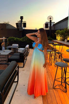 Georgina Aesthetic Pleated Gradient Maxi Dress Statement Occasion Edit