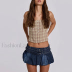 Belted Denim Puffball Skirt