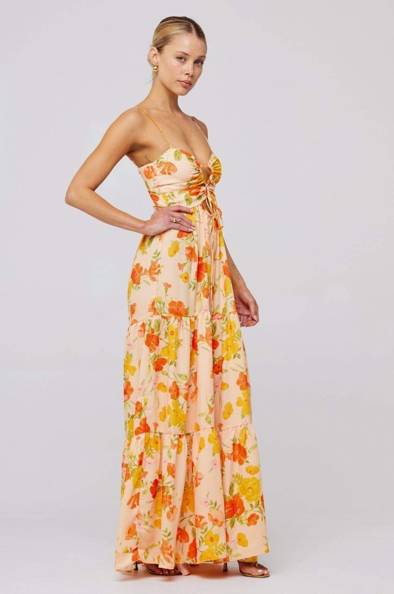 Verónica Premium Printed Maxi Strap Dress with Cut Outs Wardrobe Essential