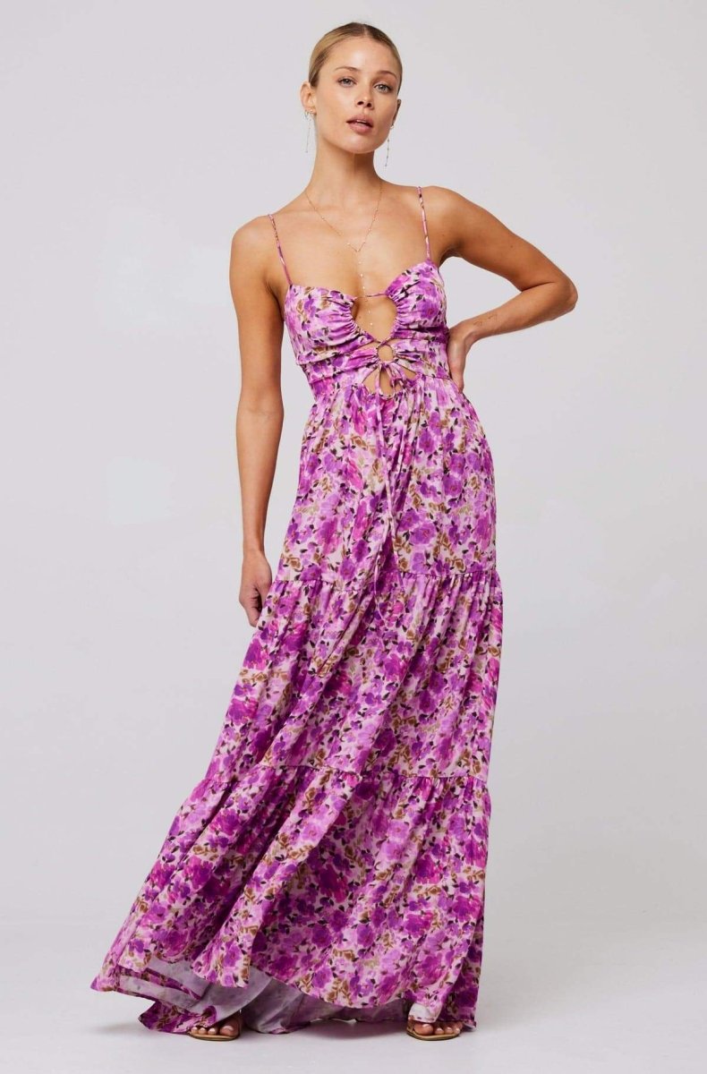 Verónica Premium Printed Maxi Strap Dress with Cut Outs Wardrobe Essential