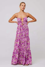Beverly Printed Cut - out Maxi Slip Dress