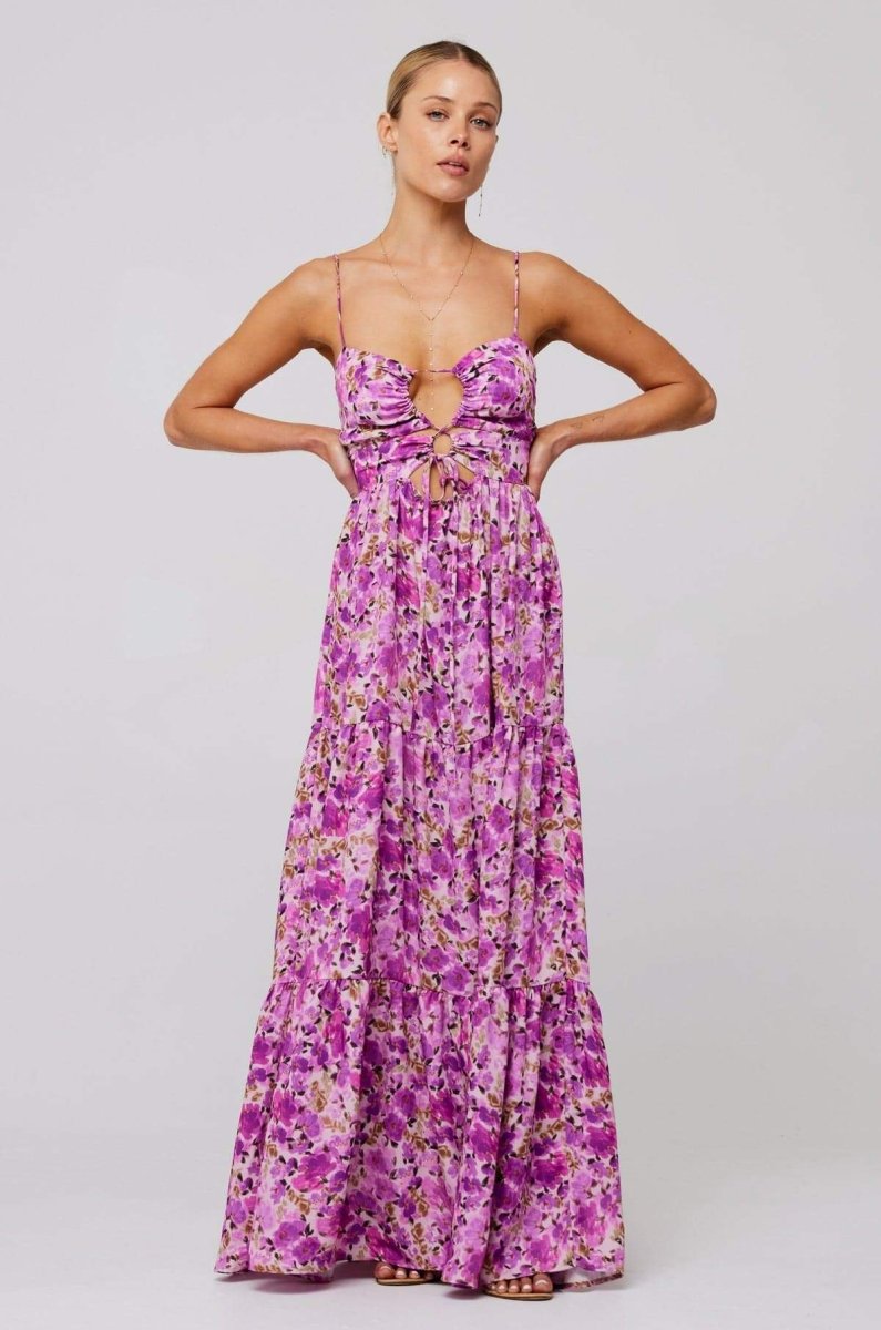 Verónica Premium Printed Maxi Strap Dress with Cut Outs Wardrobe Essential