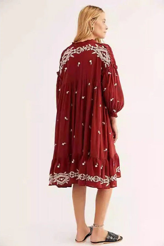Floral Long Sleeve Midi Dress