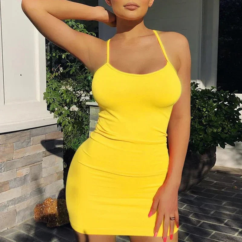Scoop Neck Spaghetti Strap Bodycon Mini Dress