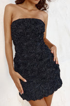 Strapless 3D Floral Bodycon Slim Floral Dress