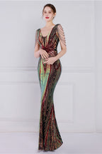 Beaded Floral Sequin Mermaid Party Dress