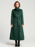 Belted Long Woolen coat with Double-breasted and high collar For Women 2026