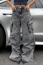 High Waist Slim Fit Cargo Jean