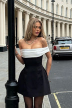Color-Block Bardot Party Dress