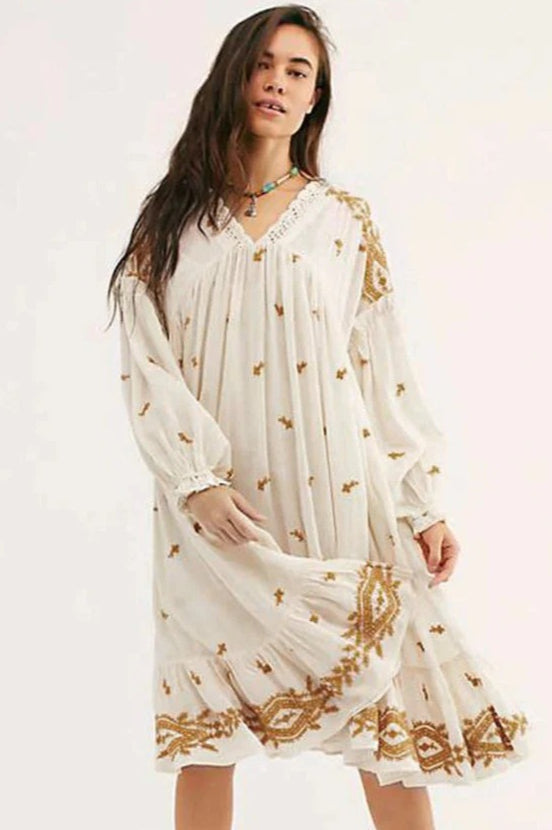 Floral Long Sleeve Midi Dress