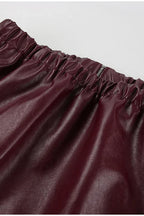 Burgundy Lapel Zip Leather Jacket