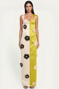 Xylia Color Blocked Flower Bandage Maxi dress