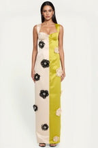 Xylia Color Blocked Flower Bandage Maxi dress