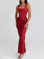 Bianca Ruched Backless Maxi Dress