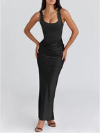 Bianca Ruched Backless Maxi Dress