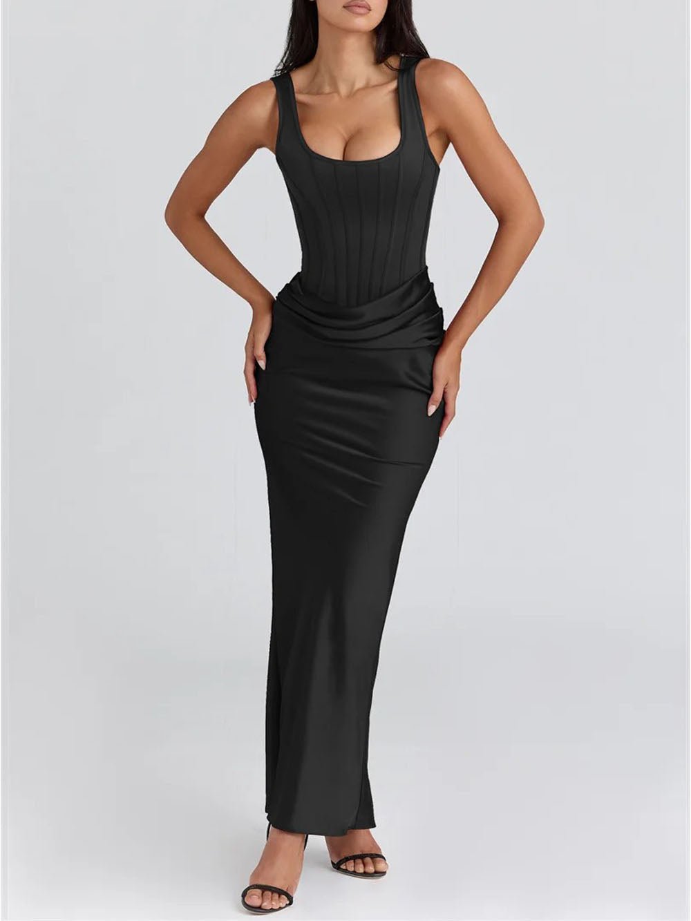 Bianca Ruched Backless Maxi Dress