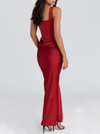 Bianca Ruched Backless Maxi Dress