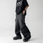 Black Baggy Cargo Streetwear Pants