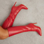 Black Pointed Sexy Luxury High Heels Catwalk Women Knee High Boot
