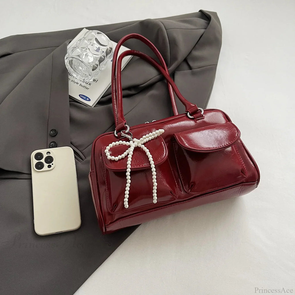 Black PU Leather Casual Shoulder Bag