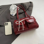 Black PU Leather Casual Shoulder Bag