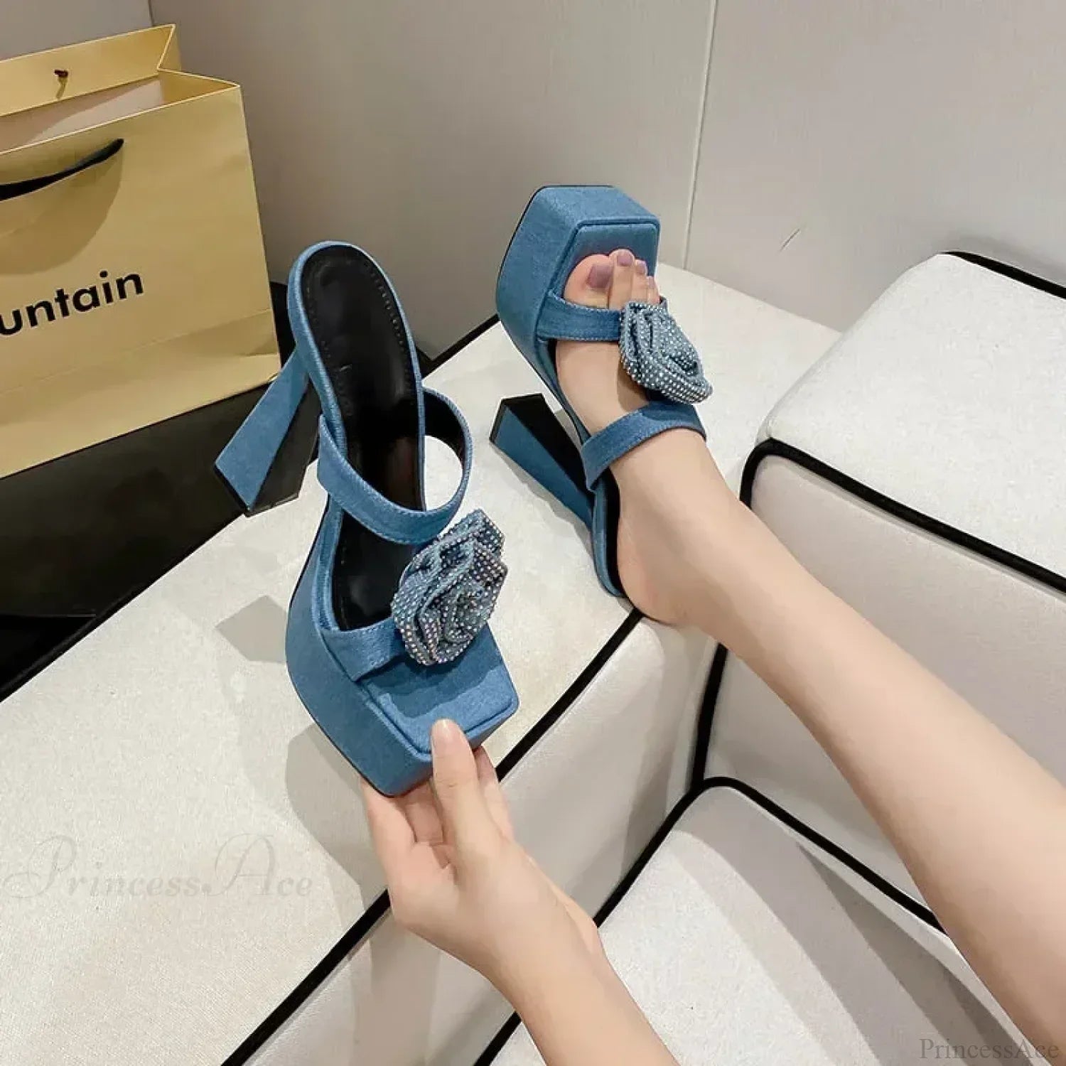 Black Roman Elastic Fabric Sexy Peep Toe Slip-on Thin High Heel Mid Calf Cool Booties Modern High Heel