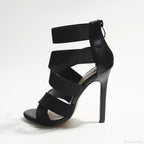 Black Sexy Open Toes Gladiator Super High Heel Pumps Ladies Broadband Back Zipper Party Wedding High Heel