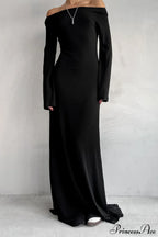 Black Sleek Knit Bodycon Maxi Dress